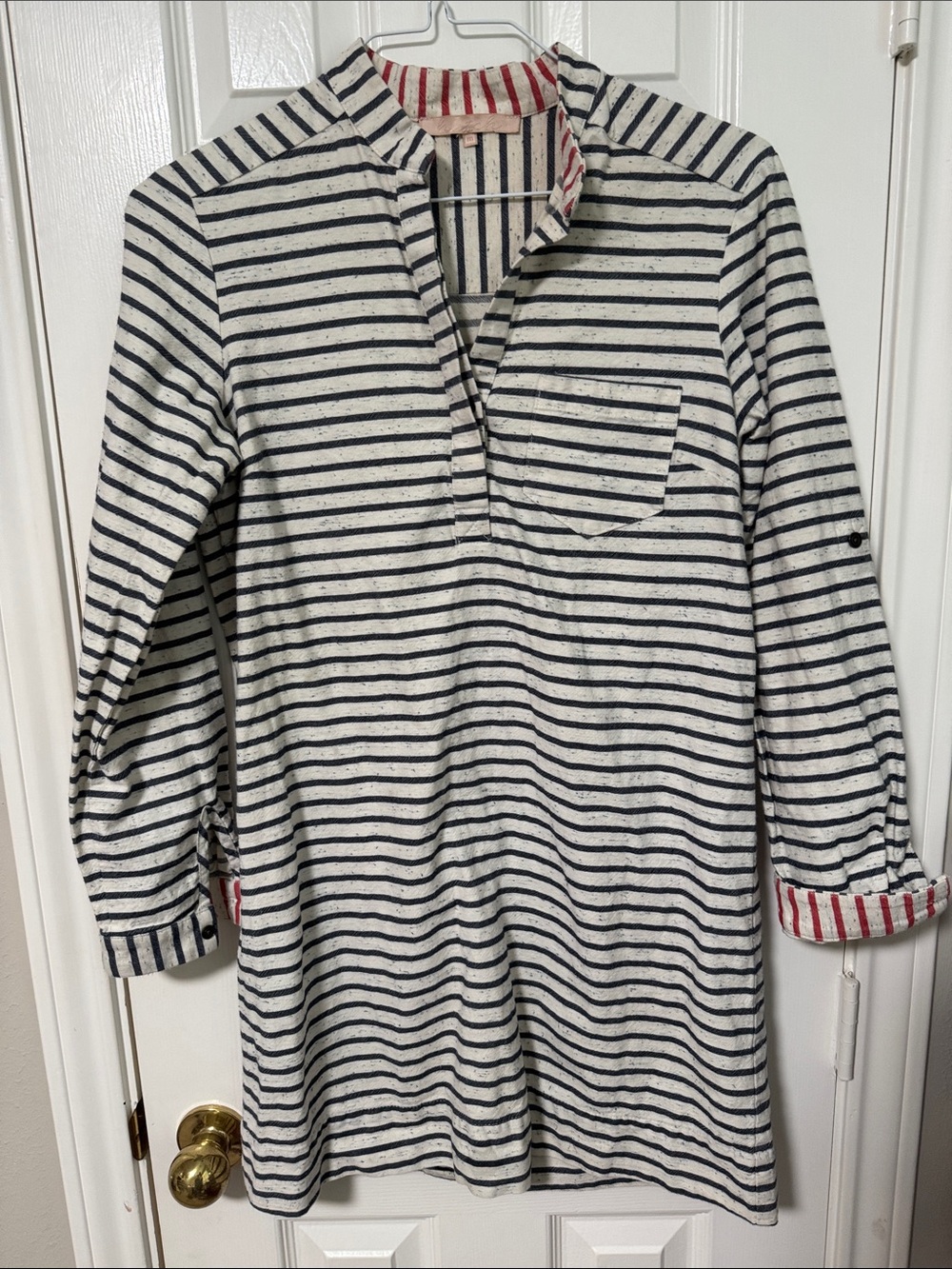 Hutch Navy and White Striped Long Sleeve Dress